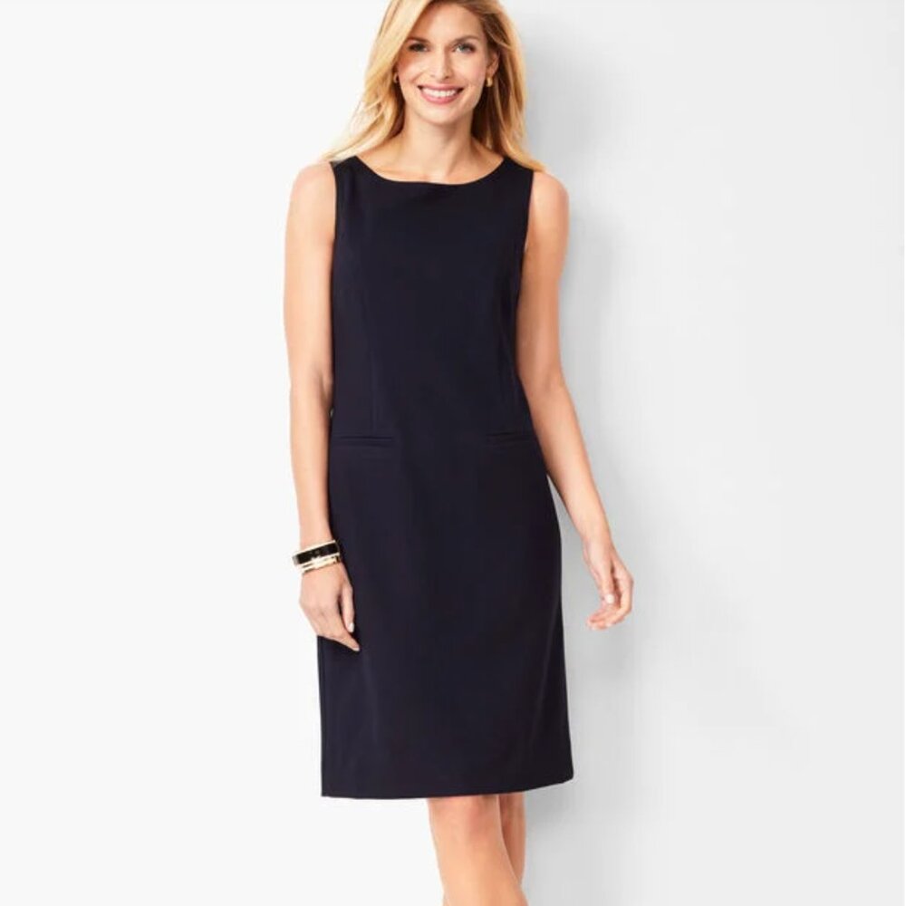 Talbots All-Season Italian Wool Crepe Sheath Dress in Black  12